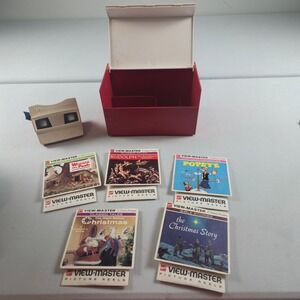 Vintage GAF View-Master Viewer with Storage Case 5 Reels Lot Retro Nostalgia 70s